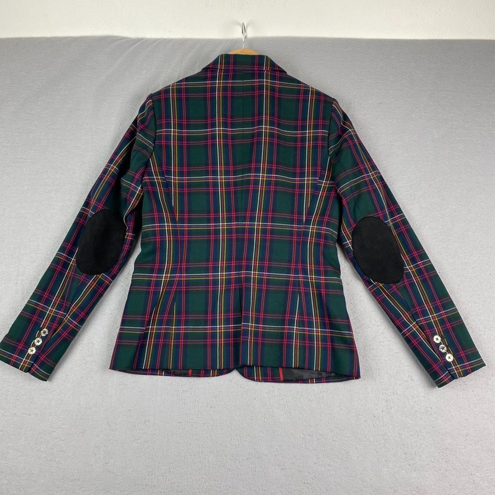 Tommy Hilfiger Plaid Blazer Womens Size 6 Preppy Equestrian Elbow Patch Jacket - Picture 7 of 16